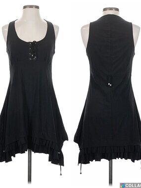 Sunlight Paris Valbonne Tank Dress Travel Trapeze Ruched Black Size 4